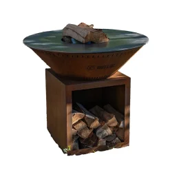 Brasero Classique 100 x 90 cm CORTEN Double Cuve - GRILL CHIC