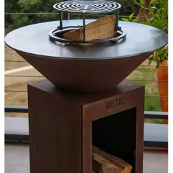 Brasero Cévenol Rond CORTEN Bois 74 x 90 cm - GRILL CHIC