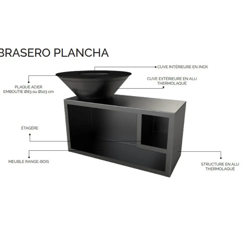 Brasero Traditionnel 100 x 90 cm ALU avec Grille OFFERTE - GRILL CHIC