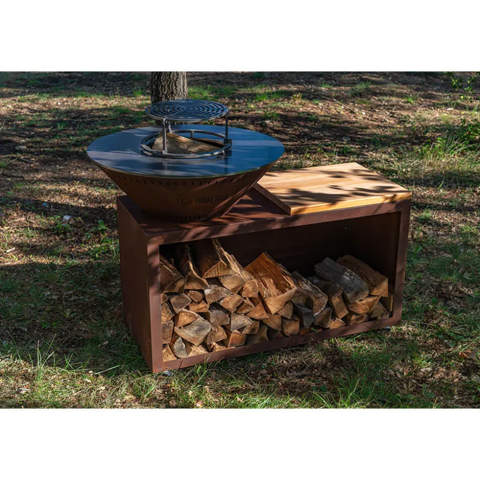 Brasero Traditionnel 80 x 90 cm CORTEN Double Cuve - GRILL CHIC