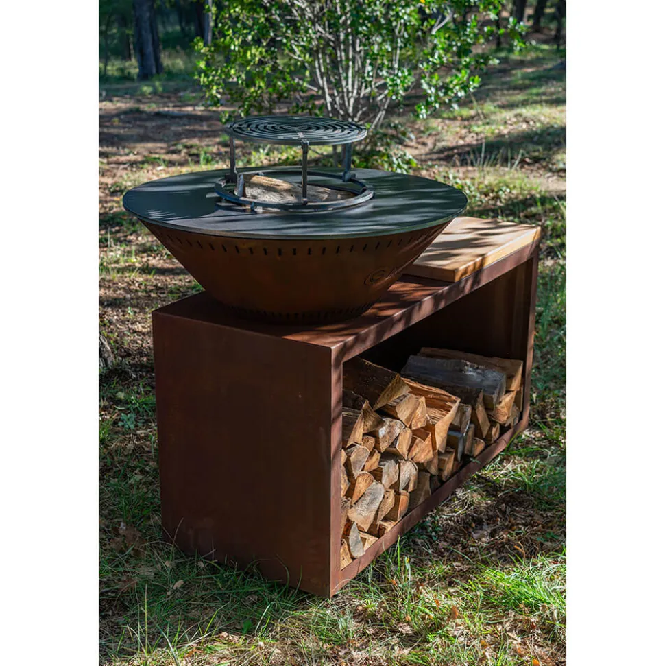 Brasero Traditionnel 80 x 90 cm CORTEN Double Cuve - GRILL CHIC