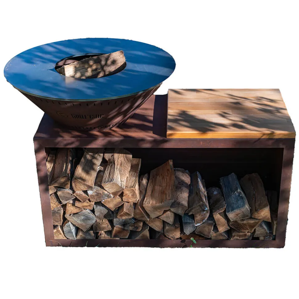 Brasero Traditionnel 80 x 90 cm CORTEN Double Cuve - GRILL CHIC