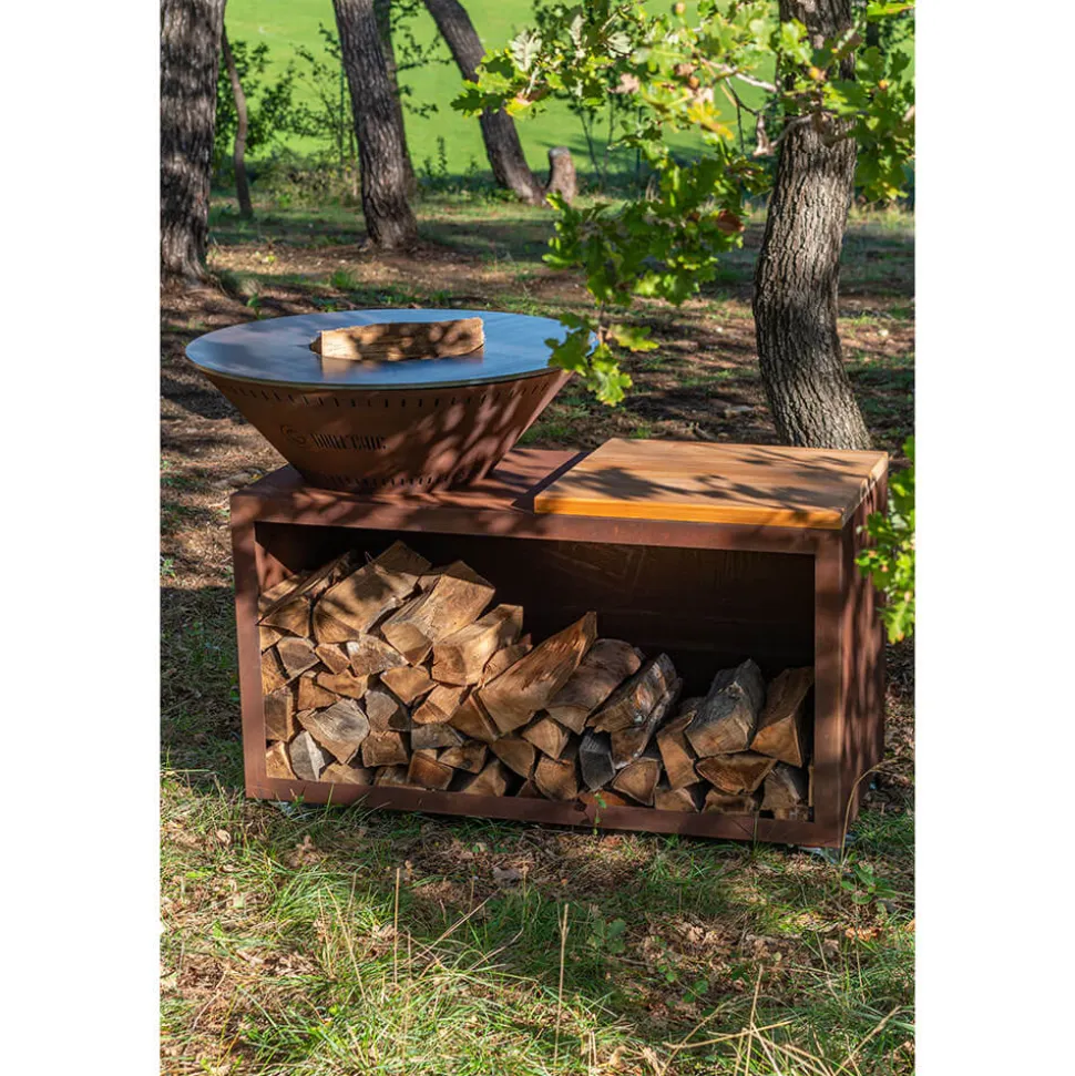 Brasero Traditionnel 80 x 90 cm CORTEN Double Cuve - GRILL CHIC