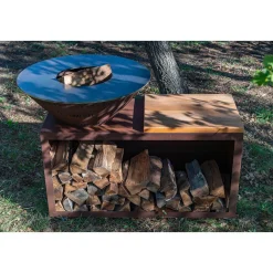 Brasero Traditionnel 80 x 90 cm CORTEN Double Cuve - GRILL CHIC