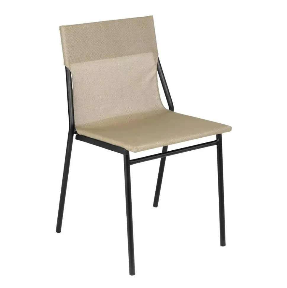 Chaise extérieure professionnelle structure noire Horizon - Toile Batyline Duo - LAFUMA