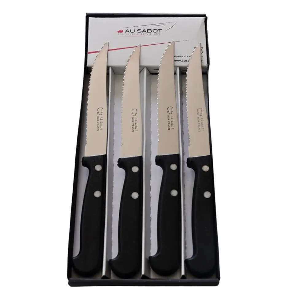 Coffret 4 Couteaux à Steak avec Manches Noirs - Au Sabot