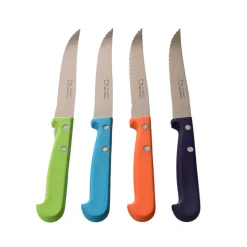 Coffret 4 Couteaux à Steak avec Manches Couleur - Au Sabot