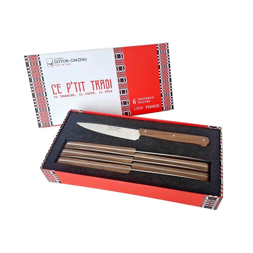 Coffret de 6 couteaux Le P'TIT TRADI Noyer - GOYON-CHAZEAU