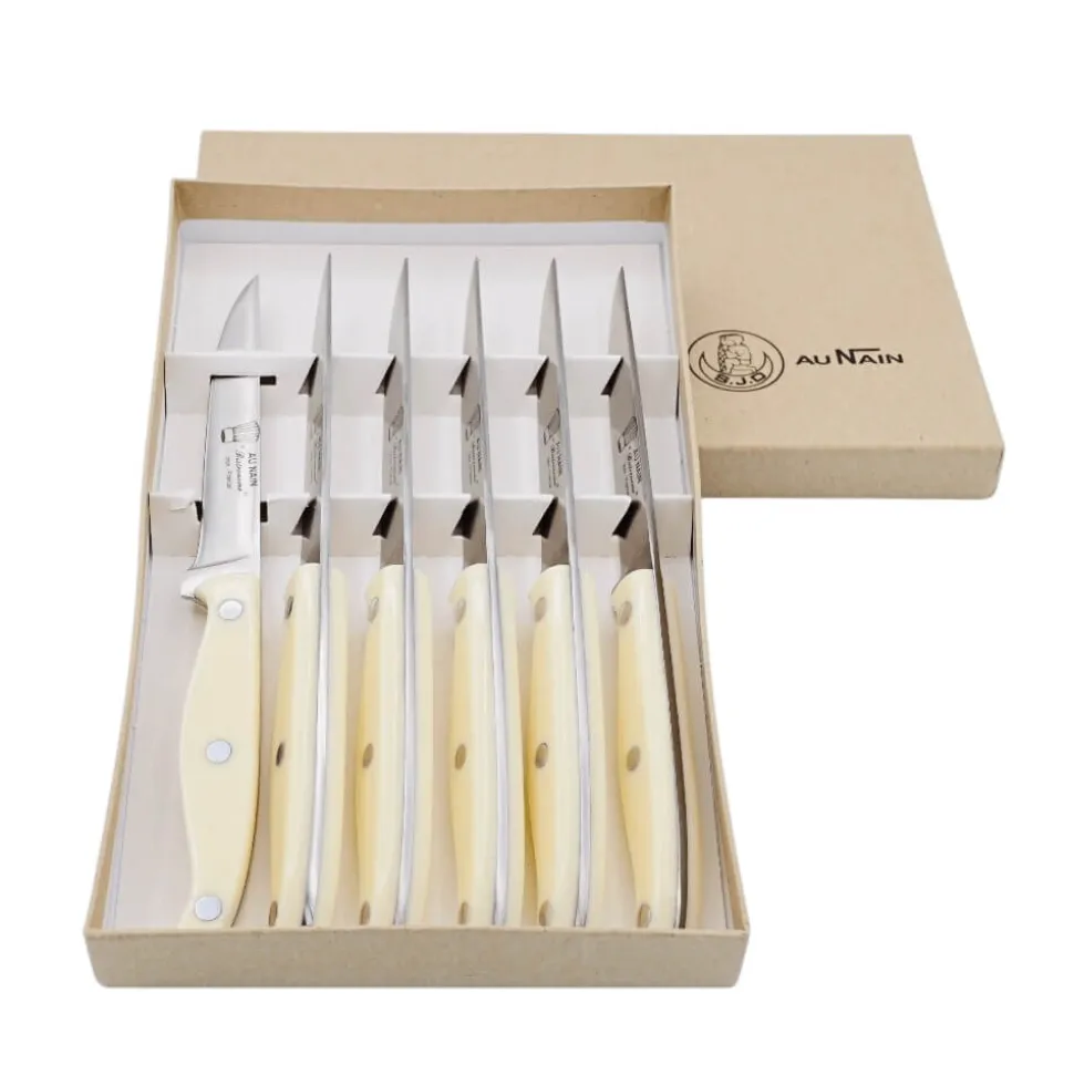 Coffret de 6 couteaux à Steak Bistronome Manche Ivoire - Au Nain