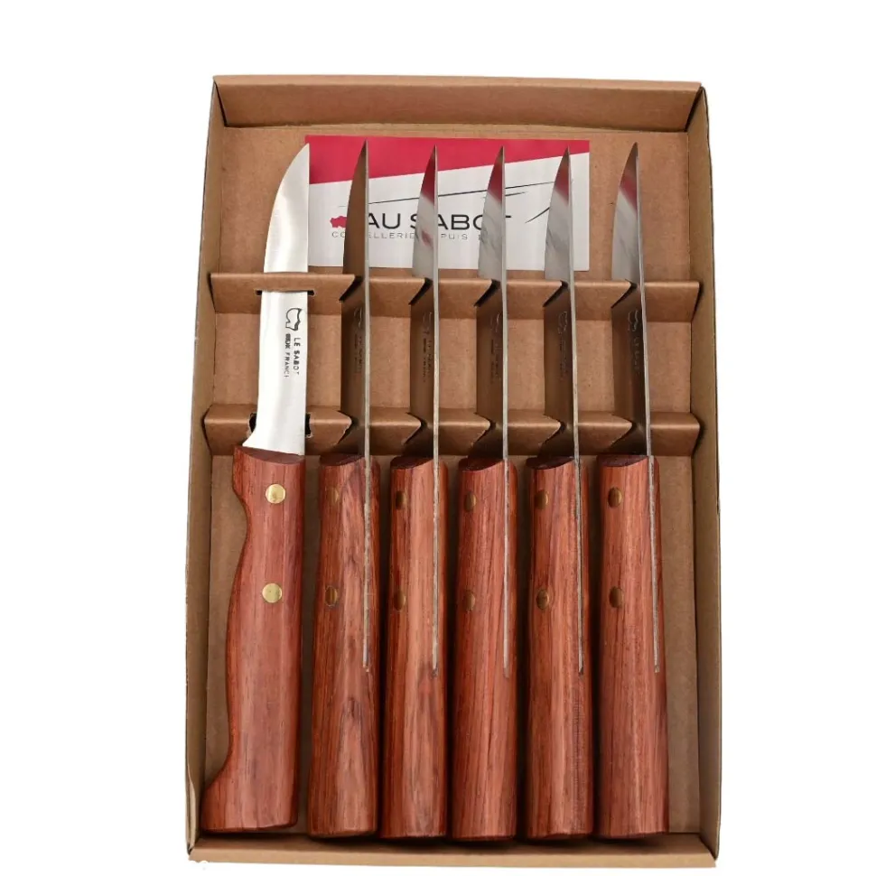 Coffret de 6 Couteaux à Steak manche bois - Au Sabot
