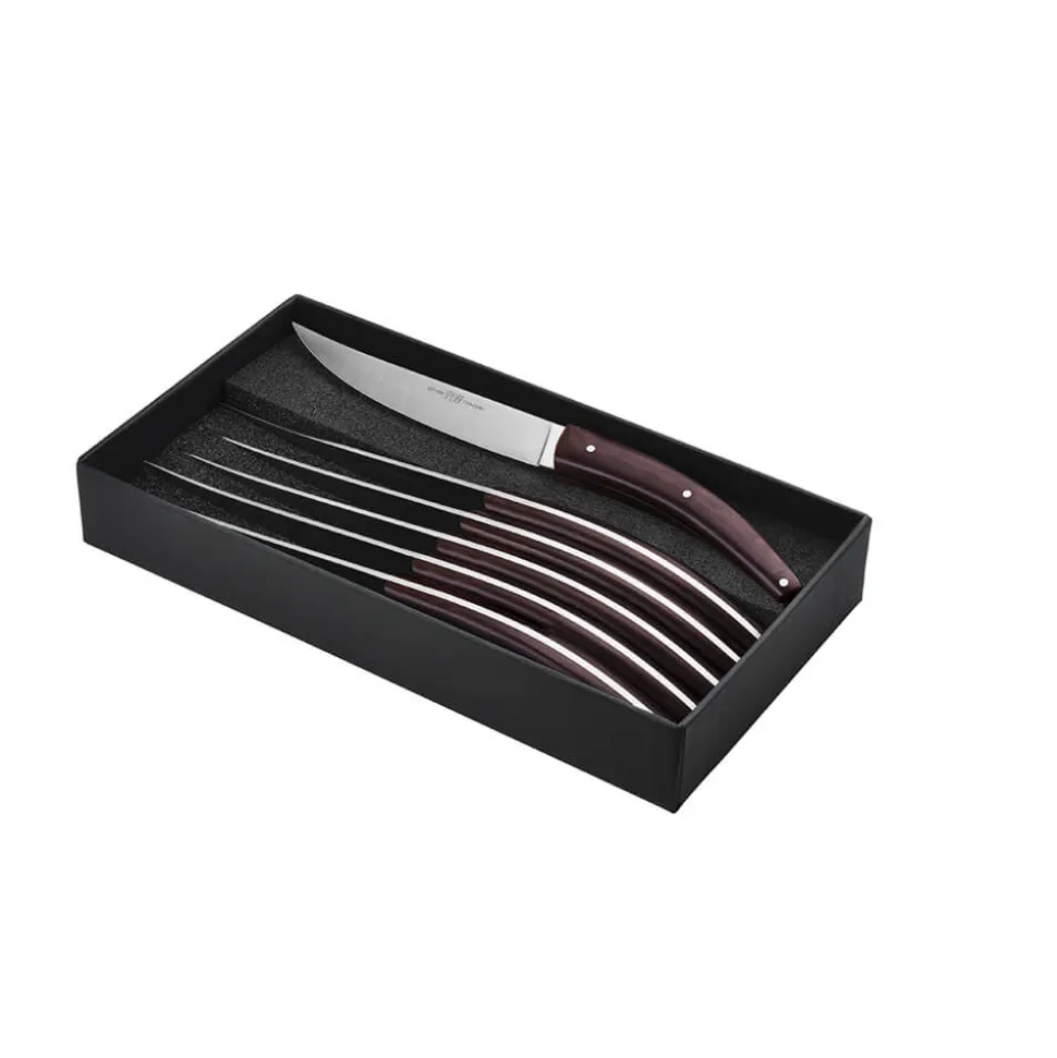 Coffret de 6 couteaux Styl'Ver Plein Manche Paperstone Moka - GOYON-CHAZEAU