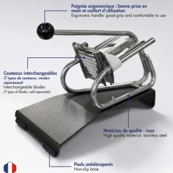 Coupe-Frites Professionnel couteau étamé + poussoir 6 mm - Louis Tellier