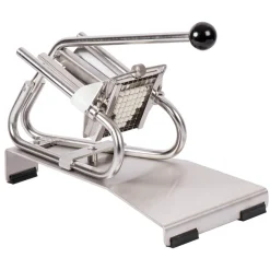 Coupe-Frites Professionnel inox sur socle inox - couteau inox + poussoir 10mm - Louis Tellier
