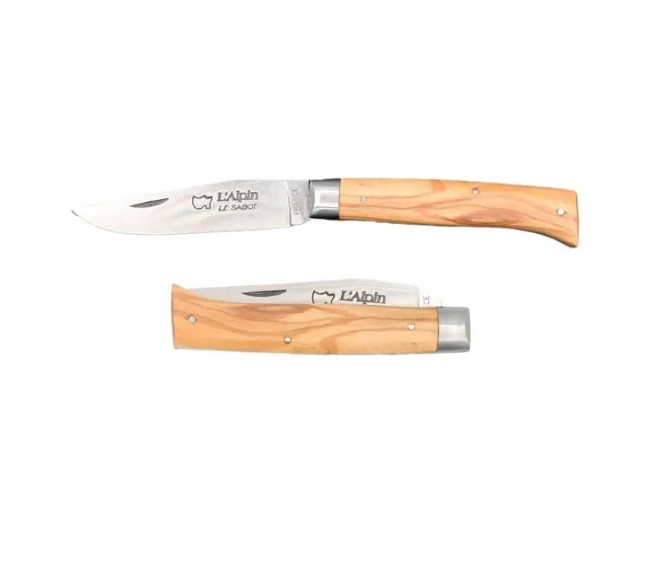 Couteau Pliant Alpin avec Mitre et Manche en bois d'Olivier - Au Sabot