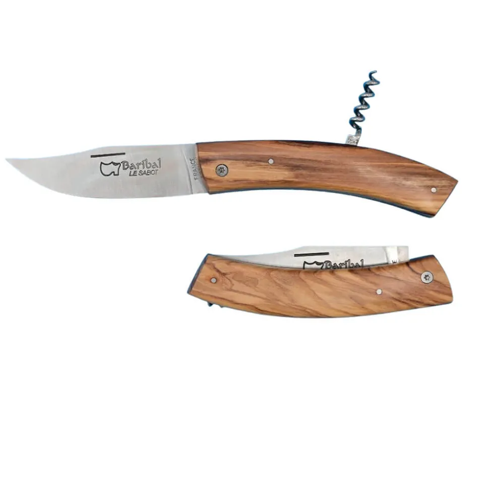 Couteau pliant Baribal 12cm Olivier avec Tire-Bouchon - Au Sabot