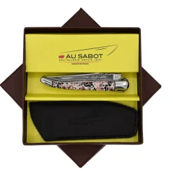 Couteau Pliant Laguiole Japonisant avec Etui en Cuir Noir OFFERT - Au Sabot