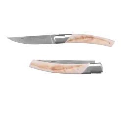 Couteau pliant Le Thiers Pirou 12cm Ivoire Phacochère avec Etui en cuir OFFERT - GOYON-CHAZEAU