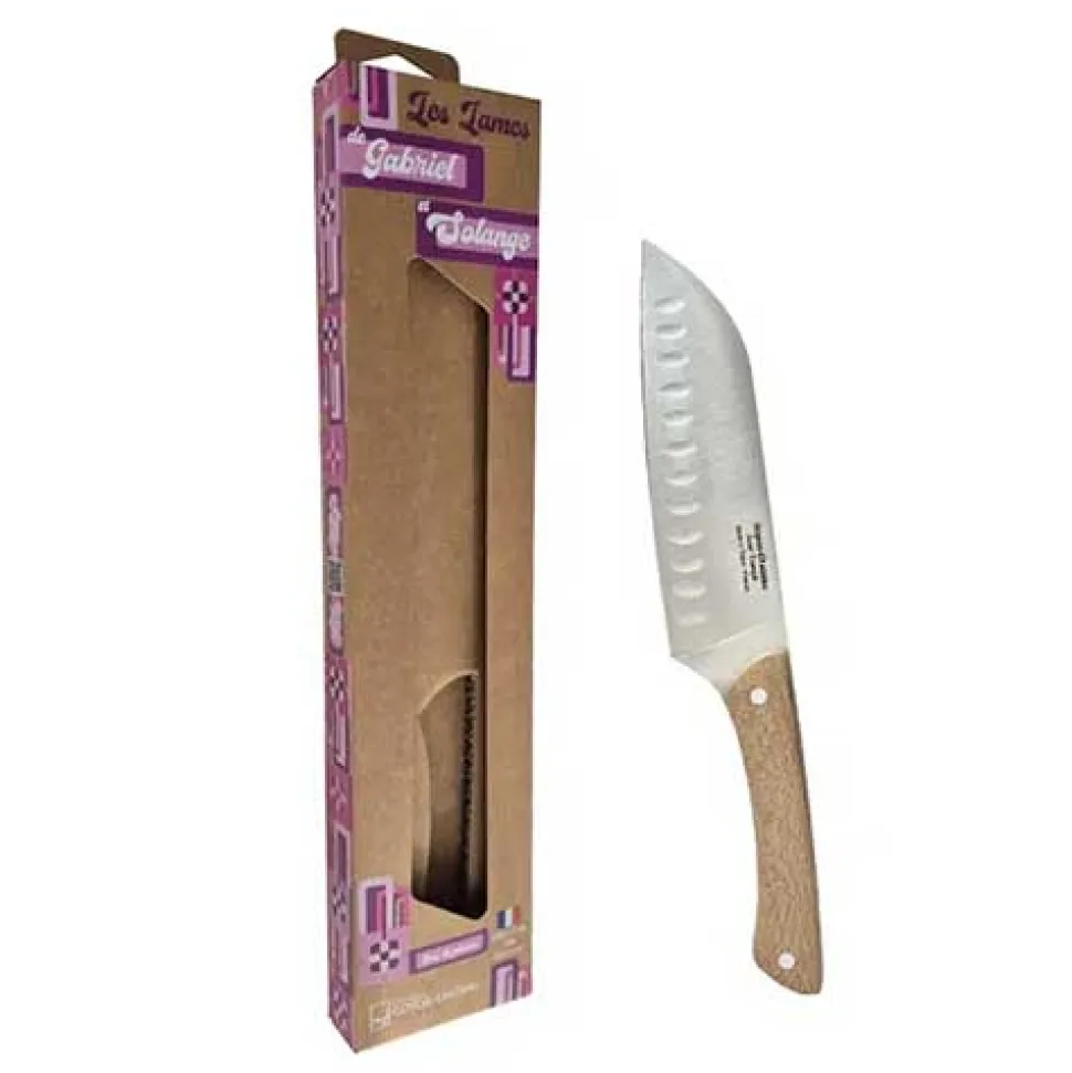 Couteau Santoku Alvéolé Solange Manche Platane - GOYON-CHAZEAU