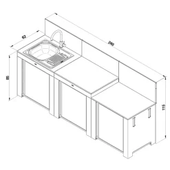 Cuisine Classic 3 Modules Noir et Inox - ENO