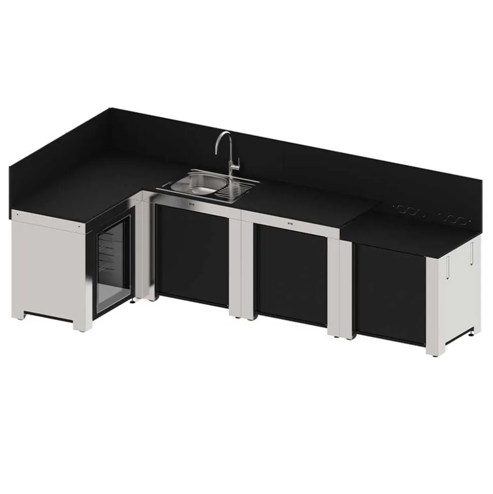 Cuisine Comfort 4 Modules Noir et Inox - ENO