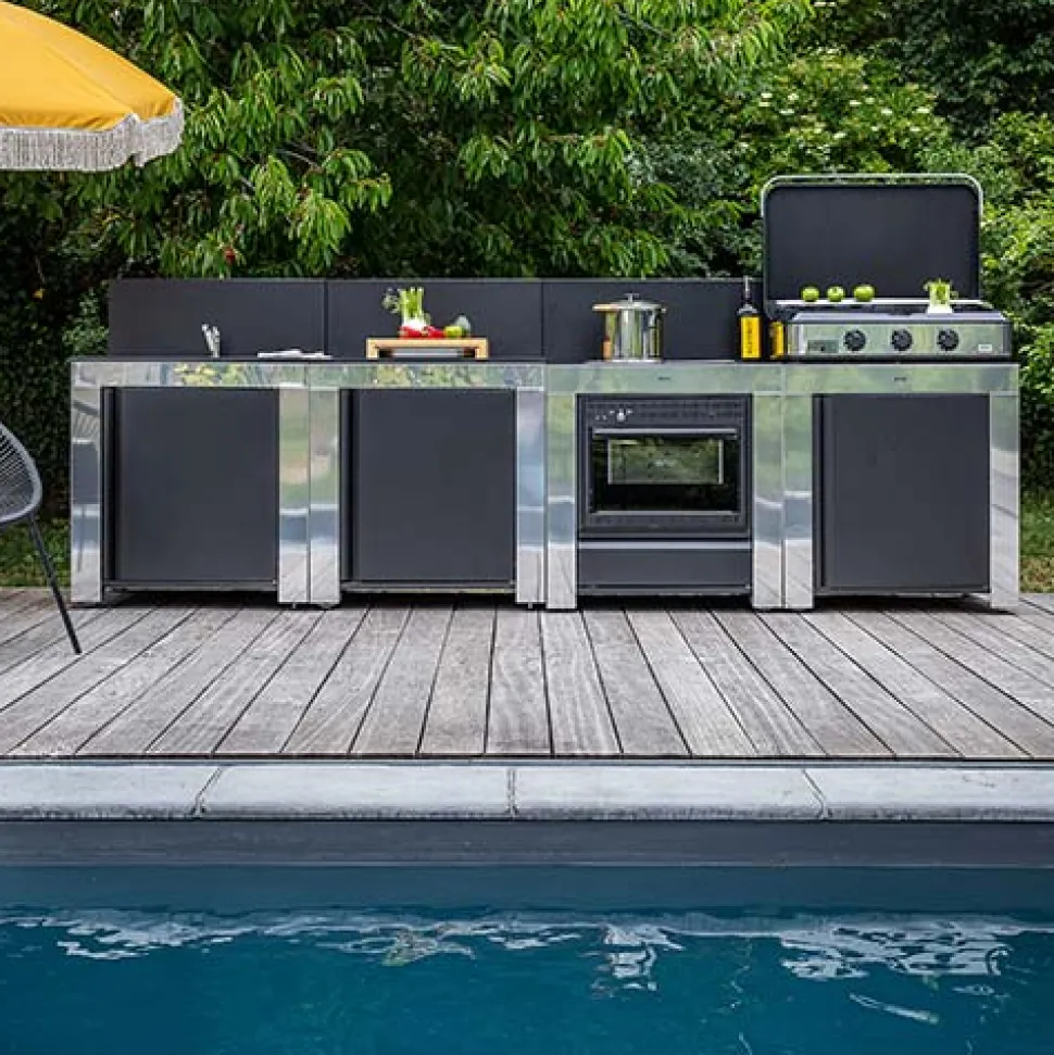 Cuisine Comfort 4 Modules Noir et Inox - ENO