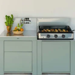 Cuisine 2 Modules Tiroirs + Plancha Vert Sauge - ENO