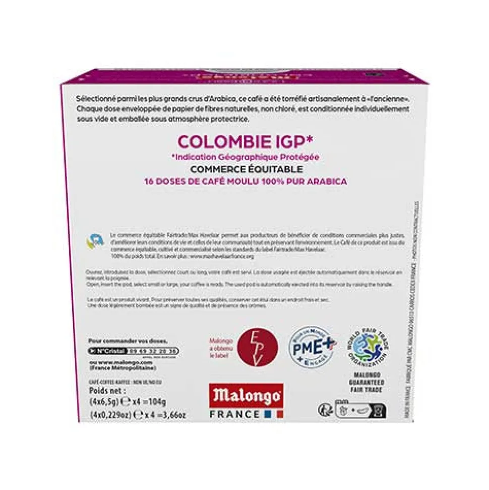 Dosettes café Colombie IGP - Machine EOH - MALONGO