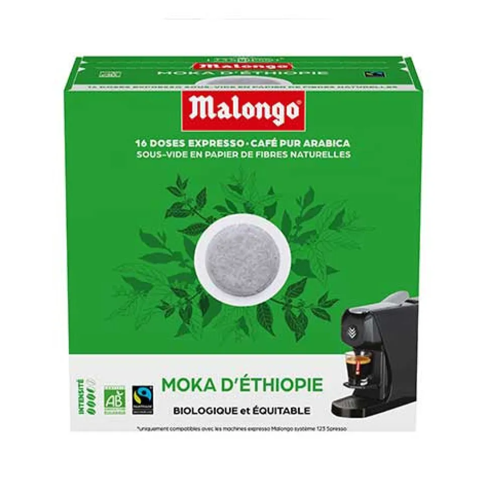 Dosettes café Moka d'Ethiopie - Machine EOH - MALONGO