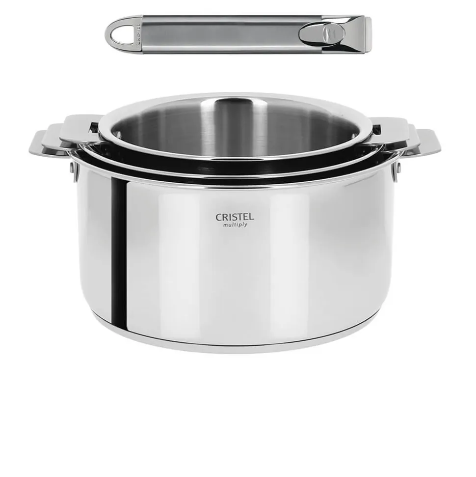 Ensemble de 3 Casseroles inox Casteline avec 1 poignée Zenith INCLUSE - CRISTEL