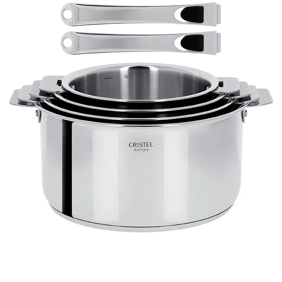 Ensemble de 4 Casseroles inox Casteline avec 2 poignées INCLUSES - CRISTEL