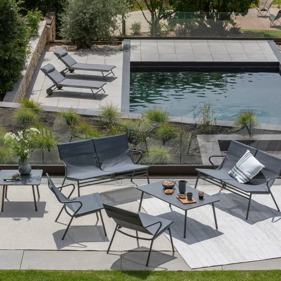Ensemble table basse et 2 banquettes Gris - LAFUMA