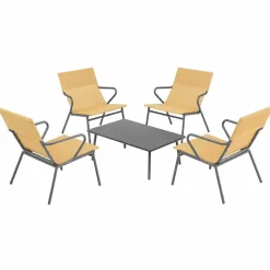 Ensemble table basse et 4 fauteuils Jaune Safran - LAFUMA