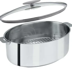 Faitout Ovale avec grille et couvercle Mutine Amovible - CRISTEL