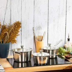 Lot 3 Casseroles Inox Brossé 1826 - CRISTEL