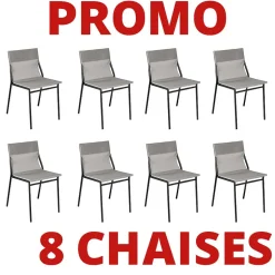 Lot 8 chaises Horizon Batyline Structure Noire - LAFUMA