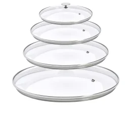 Lot 4 Couvercles en verre avec Pontet inox - DE BUYER