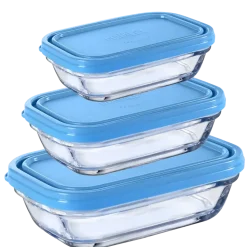 Lot de 3 boites conservation verre rectangulaires Freshbox - DURALEX