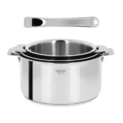Lot de 3 Casseroles inox Casteline avec 1 poignée INCLUSE - CRISTEL