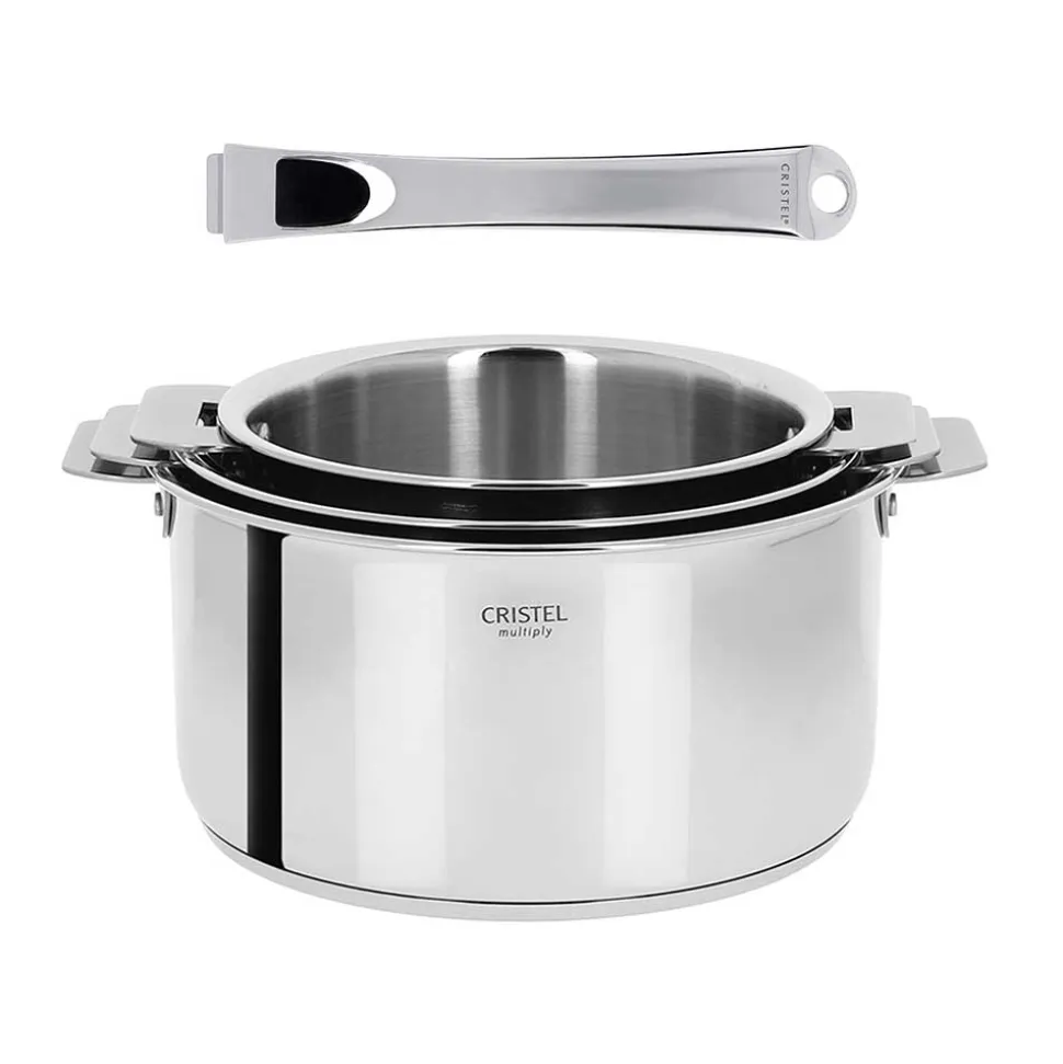 Lot de 3 Casseroles inox Casteline avec 1 poignée INCLUSE - CRISTEL
