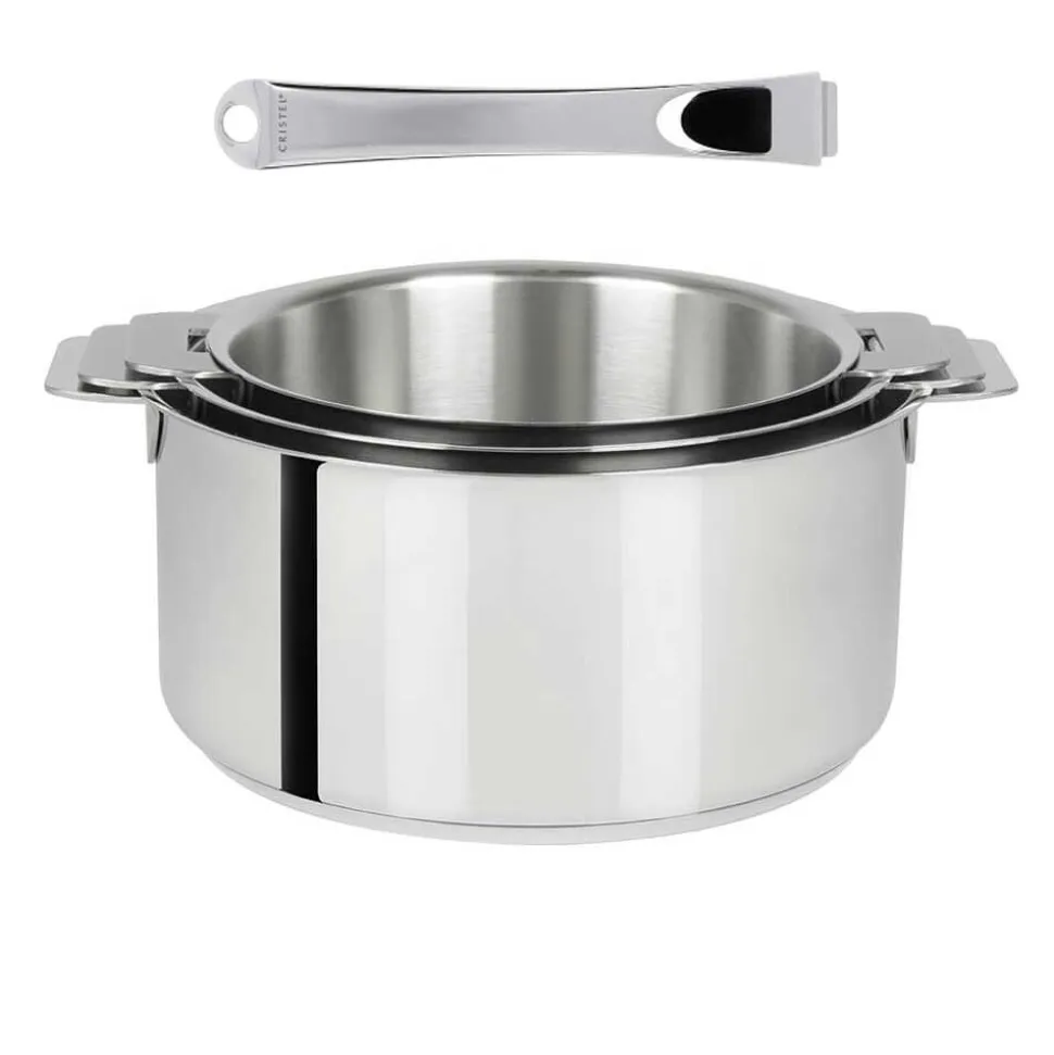 Lot de 3 Casseroles Inox Mutine avec 1 poignée Casteline INCLUSE - CRISTEL