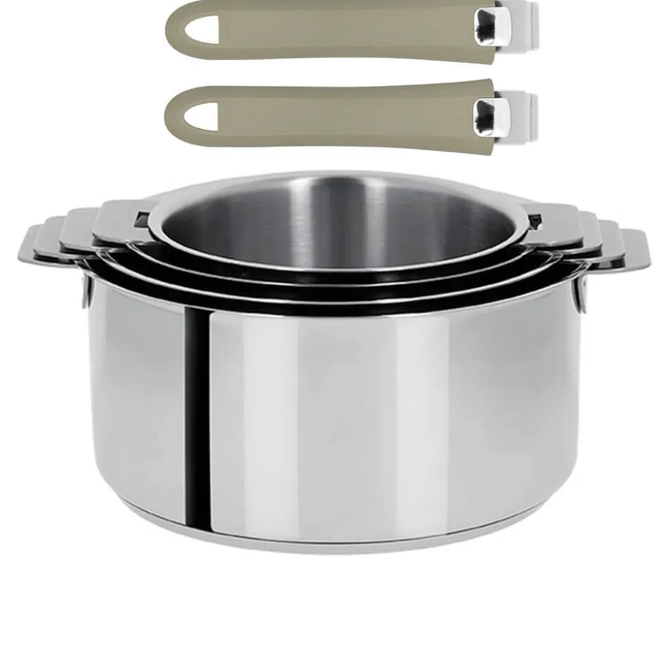 Lot de 4 Casseroles Mutine poignée amovible avec 2 poignées Mutine INCLUSES - CRISTEL