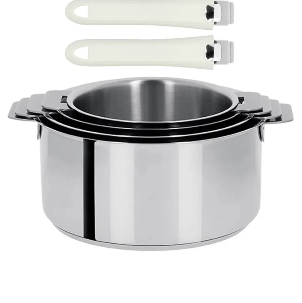 Lot de 4 Casseroles Mutine poignée amovible avec 2 poignées Mutine INCLUSES - CRISTEL