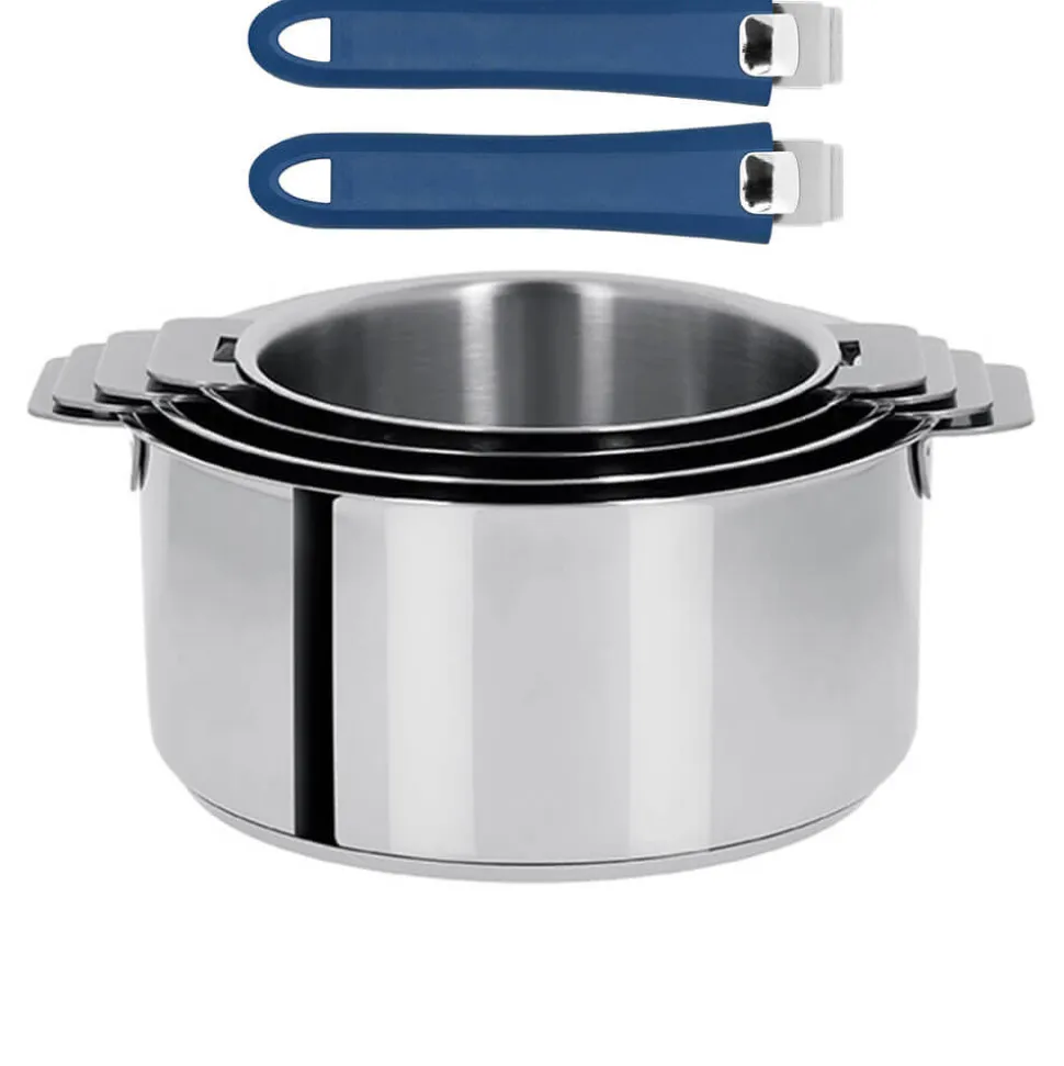 Lot de 4 Casseroles Mutine poignée amovible avec 2 poignées Mutine INCLUSES - CRISTEL