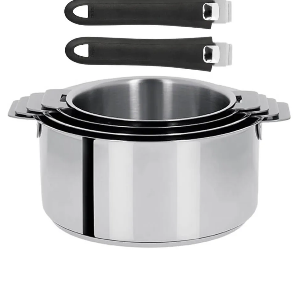 Lot de 4 Casseroles Mutine poignée amovible avec 2 poignées Mutine INCLUSES - CRISTEL