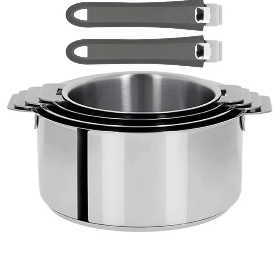 Lot de 4 Casseroles Mutine poignée amovible avec 2 poignées Mutine INCLUSES - CRISTEL