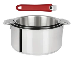 Lot de 3 Casseroles Mutine poignée amovible avec 1 poignée Mutine INCLUSE - CRISTEL