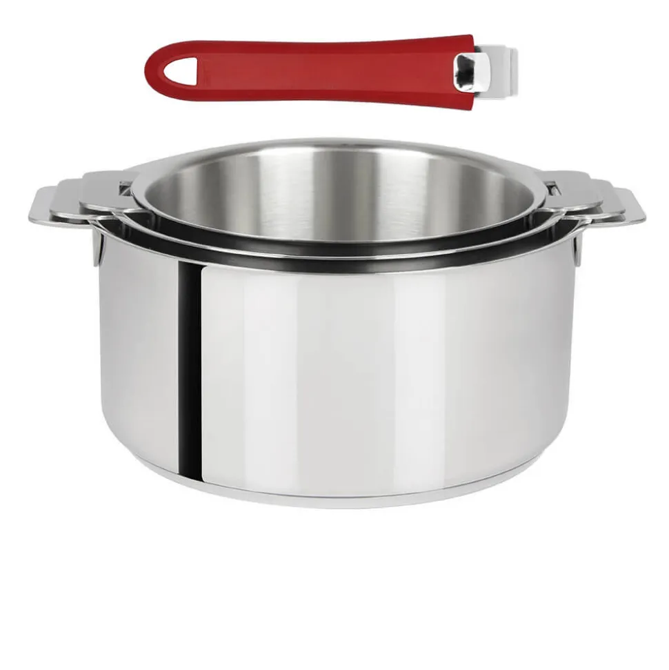 Lot de 3 Casseroles Mutine poignée amovible avec 1 poignée Mutine INCLUSE - CRISTEL
