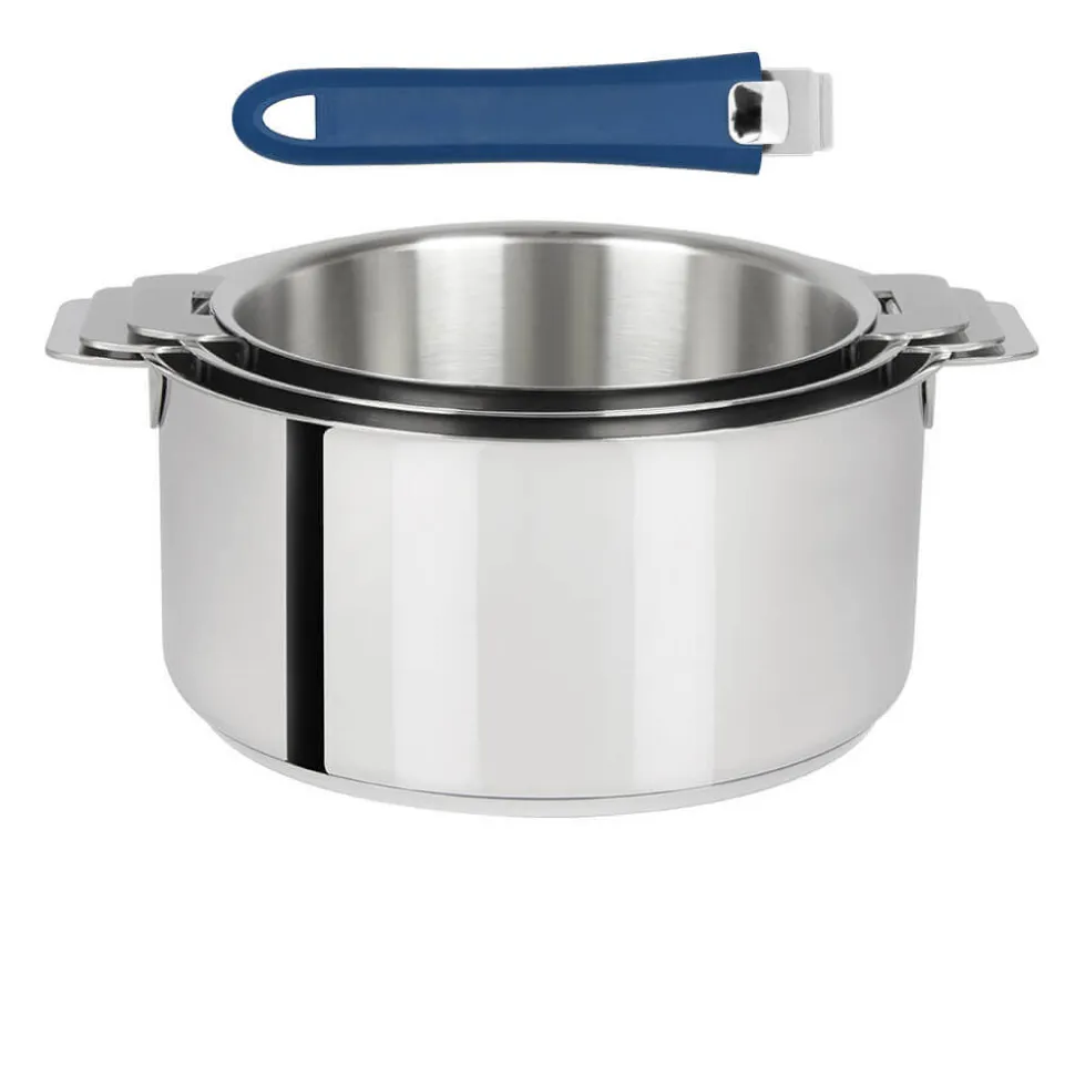 Lot de 3 Casseroles Mutine poignée amovible avec 1 poignée Mutine INCLUSE - CRISTEL