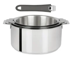Lot de 3 Casseroles Mutine poignée amovible avec 1 poignée Mutine INCLUSE - CRISTEL