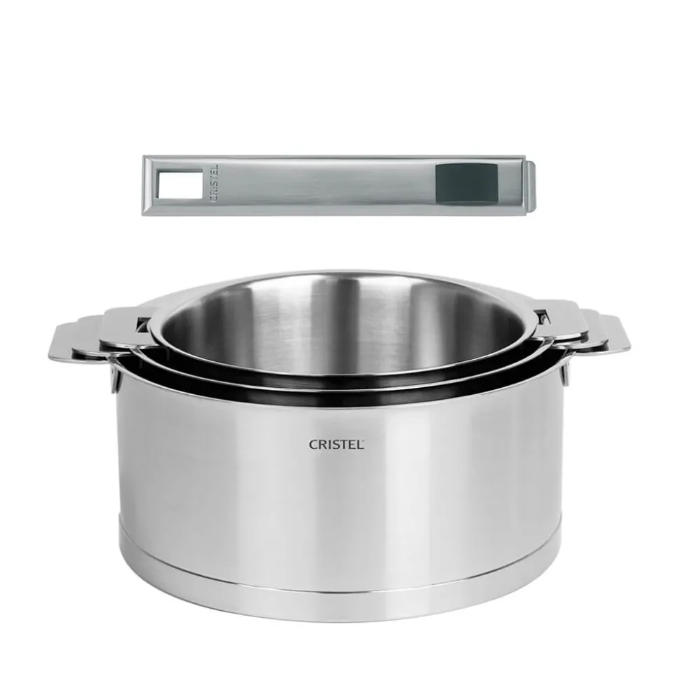 Lot de 3 Casseroles STRATE poignée STRATE amovible OFFERTE - CRISTEL